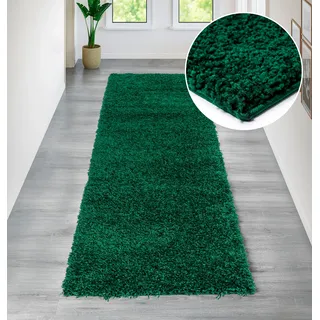 Hochflor-Teppich OTTO HOME "Viva Shaggy, in Standard- und Premium-Qualität, 30 mm oder 45 mm Höhe" Gr. 11, grün (dunkelgrün), B:67cm H:30mm L:230cm, Kunstfaser, Teppiche, Hochflor-Teppich, Uni Farben, einfarbig, weich, kuschelig, Läufer, Kundenliebling