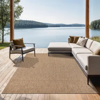 the carpet Mistra – Outdoor Teppich, Wetterfest, UV-beständig & pflegeleicht, für Balkon, Terrasse & Garten, auch für Wohnzimmer & Schlafzimmer geeignet, Natur, 300 x 400 cm