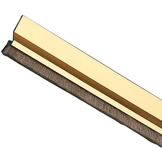 Amig - Zugluftstopper Modell 2, selbstklebend, Haarbürste, Kunststofffolie zwischen den Bürsten, 82 cm, Gold, Aluminium