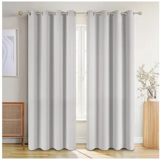 Blumtal Verdunklungsvorhänge 2er Set - Thermovorhang Hitzeschutz - Vorhang Blickdicht mit Ösen - Gardinenschals mit Schlaufen - Lärmschutzvorhang - Gardinen 138x117 cm - Moonlight Grey - Grau