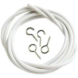Merriway BH03875 240 cm Gardinendraht mit jeweils 2 Haken und Ösen, Weiß