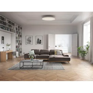 Musterring Wohnlandschaft "MR 2490 Ecksofa mit erstklassigem Sitzkomfort, Long-Life-Leder" Bronze-Fuß, Sitzhöhe 48cm, wahlweise mit Funktionen, Maße 342 x 207 cm, light grau, b