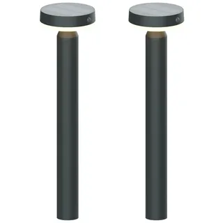BOLD 2er Set Solar-Wegeleuchten, Solarlampen für Außen 50 cm mit Bewegungsmelder - Außenlampe mit PIR-Sensor 100° &amp; 6m, Solar &amp; USB Aufladung, IP44 Wetterfest, 3000K Warmweiß - Gun Grey