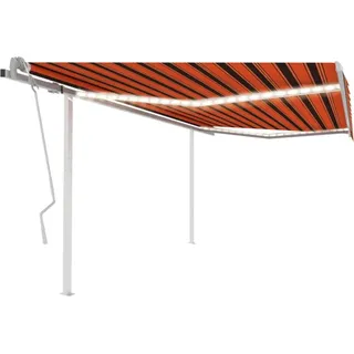 Markise Manuell Einziehbar mit LED 4x3 m Orange Braun - Orange