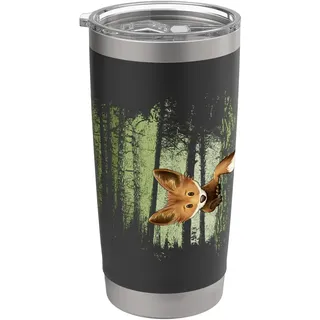 Cooler Fuchs hinterm Baum im Zwielicht-Wald Doppelwandiger Edelstahl-Thermobecher