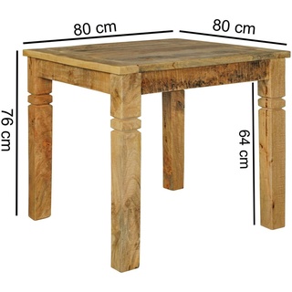 Wohnling Esstisch braun quadratisch, 4-Fuß-Gestell braun, 80,0 x 80,0 x 76,0 cm