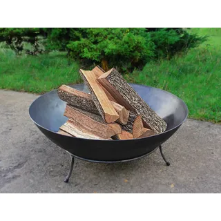 Köhko Feuerschale Marbela-XL ca. 55x55x23 cm aus Stahl mit 3 Füße für Grillabend Gartefeuer BBQ Camping wonderbarer Abend am Strand Garten Hof Terrase