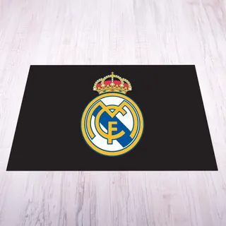 Licensed Décor Real Madrid Matte – klein (70 cm (B) x 100 cm (H) – farbiges Wappen auf Marke schwarz