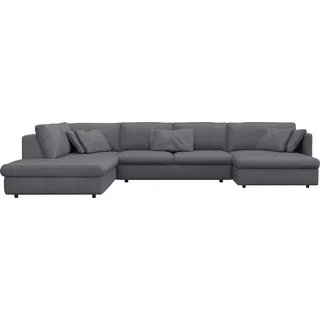 FLEXLUX Wohnlandschaft "Lovane, u-Form, bequem und komfortabel" Weich & anschmiegsam, große Sitztiefe auf Kaltschaum, Dekokissen inkl., navy blau