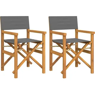 SYFAXTM Regiestühle 2 Stk. Klappbar Grau Massivholz Teak - Grau