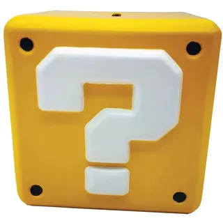 Super Mario Spardose (Fragezeichen-Block-Design), gelbe Mystery-Block-Münzbox, Super Mario Geschenk, H12,3 x B15 x L15 cm Sparschwein – offizielles Merchandise, Schwarz