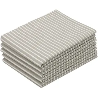 ZOLLNER 5er Set Geschirrtücher Baumwolle in 50x70 cm - saugstarke und strapazierfähige Küchentücher - waschbar bis 60°C – in Taupe weiß gestreift - Gastronomiequalität - Oeko Tex® Zertifiziert