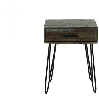 Kawola Nachttisch Mesa Grau Akazie , Metall , Echtholz,Akazie , 1 Schubladen , Rechteckig , 35x60x45 cm , Schlafzimmer, Nachtkästchen