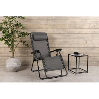 Gardenson Garten-Relaxsessel , Grau , Metall, Kunststoff, Textil , 68x112x90 cm , klappbar , Gartenmöbel, Gartenliegen, Liegestühle