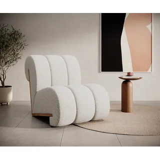DOMO-HOME Polstersessel CATCH ME | Komfortpolsterung Moderne Polstersessel | 3D-Strukturstoff und hohe Beständigkeit | Fotel mit Komfortpolsterung und stilvollen Holzdetails | Farbe weiß - Weiß