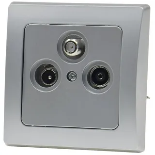 ChiliTec DELPHI Antennendose TV+Radio+Sat inkl. Rahmen UP silber