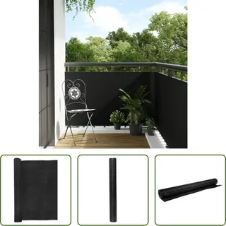 The Living Store Balkon-Sichtschutz Schwarz 500x100 cm Poly Rattan - Schwarz