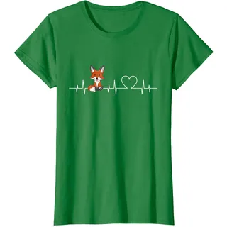 EKG Herzschlag Fuchs - Lustige Füchse T-Shirt, Damen, Dunkelgrün, S