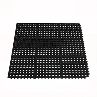 ROVSUN Strapazierfähige ineinandergreifende Gummimatte, 90 x 90 cm, rutschfeste Bodenmatte für den gewerblichen Gebrauch mit Ablauflöchern, Anti-Ermüdungs-Design für Restaurant, Küche, Bars, Garagen