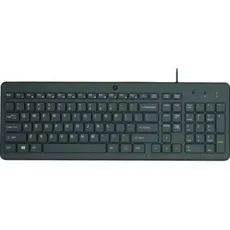 HP 150 spanische QWERTY-Tastatur mit Kabel – (LED-Anzeige, USB-A, 12 Tastenkombinationen, Windows 10, Windows 11), Schwarz