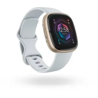 Fitbit Sense 2 BT 41,0 mm Aluminiumgehäuse gold Sportarmband blau S