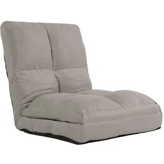 Mendler Bodensessel HWC-N45, Schlafsessel Klappsessel Funktionssessel, Schlaffunktion faltbar Stahlrahmen Samt - hellgrau