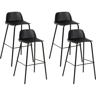BELIANI Barhocker 4er Set Schwarz aus Kunststoff/Metall Esszimmer Küche Retro Barstuhl - Schwarz