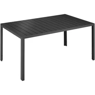 tectake Gartentisch Bianca, 150 x 90 x 74,5 cm, schwarz/schwarz , Schwarz, Schwarz , Metall , Baum/Pflanze/Natur , Rechteckig , 90x74.5x150 cm , Gartenmöbel, Gartentische