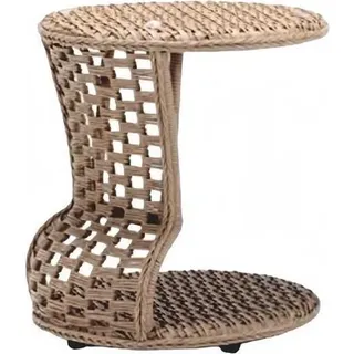Couchtisch Braun Luxus Rund Möbel Terrasse Design Hochwertig Rattan Modern - Braun
