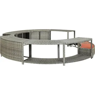 vidaXL Whirlpool-Umrandung Grau Poly Rattan - Grau