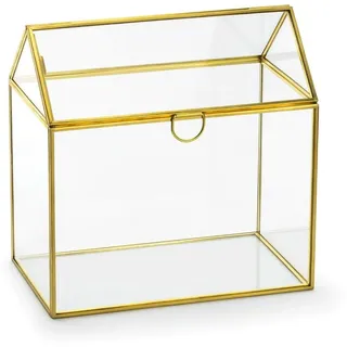 Partydeco Glas-Umschlag-Box gold 13x21x21cm Hochzeit Geburtstag Taufe