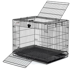 MidWest Homes for Pets Wabbitat Modell 151 Kaninchenkäfig, faltbar, 64 cm lang, mit Bodengitter mit Gitterabständen von 1,3 cm und entfernbarer Kunststoff-Bodenwanne, schwarz