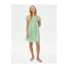 Girls M&S Collection Patterned Sequin Dress (7-16 Yrs) - Light Turquoise, Light Turquoise - 9-10Y