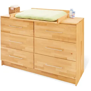 PINOLINO Wickelkommode Natura Ökologische, Extrabreite Wickelkommode, Wickelfläche, Wickelhöhe, Wickelaufsatz Abnehmbar, Buche, Geölt, 85 X 75 X 94 cm