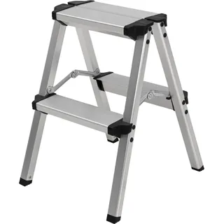Craftfull Doppel-Klapptritt CF-131A | Aluminium-Trittleiter - Anti-Rutsch - Leiter - Klappbar - Sicherheitsbügel - 150 kg - 2-5 Stufen (2 x 2 Stufen)