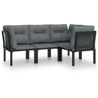 vidaXL 4-tlg. Garten-Lounge-Set Schwarz und Grau Poly Rattan - Schwarz