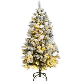 Künstlicher Weihnachtsbaum Klappbar 150 LEDs & Kugeln 120 cm - Grün, Weiß