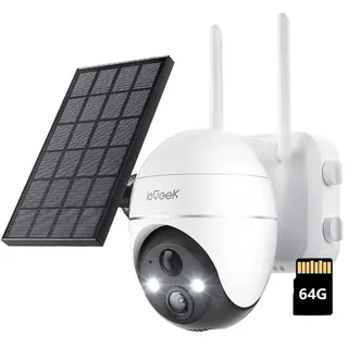 galayou 5MP Überwachungskamera Aussen Akku Solar Weiß