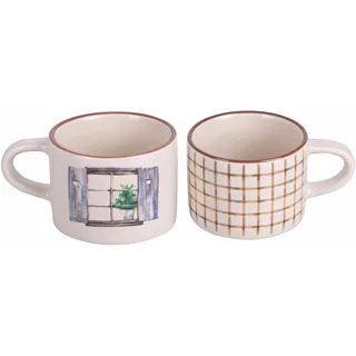Villa d'Este Home Tivoli Set mit 2 Kaffeetassen, 90 ml, aus New Bone China, Chalet