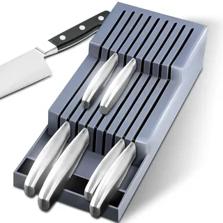 Besteck-Messer-Organizer für Schublade 9 Fächer - grau