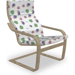 ABAKUHAUS Karikatur Poäng Sessel Polster, Fisch Bunte, Sitzkissen mit Stuhlkissen mit Hakenschlaufe und Reißverschluss, weiß Multicolor - Weiß