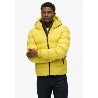 Superdry Steppjacke "HOODED SPORTS PUFFER JACKET", Damen, Gr. S, gelb (wax gelb), Web, Obermaterial: 100% Polyester, unifarben, relaxed fit, Jacken Steppjacke