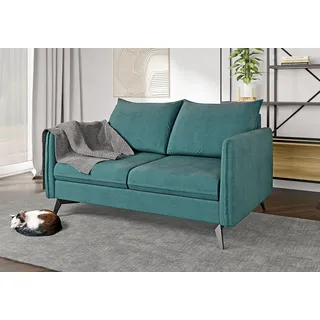 s-style möbel 2-Sitzer-Sofa Pulse Türkis Luxusmicrofaser , Textil , Echtholz,Buche, Birke , Füllung: Polyetherschaumkern,Polyetherschaumkern , 138x86x91 cm , Blauer Engel, FSC Mix, Oeko-Tex®, Hergestellt in Europa , Wohnzimmer, Sofas & Couches, Sofas,