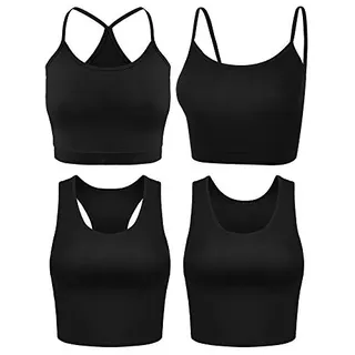 Boao 4 Stücke Crop Tank Top | Spaghetti Top für Damen, Top mit Spaghettiträgern
