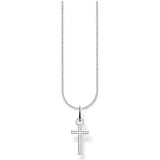 Thomas Sabo Damen Halskette mit Anhänger Kreuz 925er Sterlingsilber mit Zirkonia, Größe: ca. 38cm - 42cm, SCKE150301
