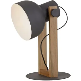 Tischlampe Industrial Schwarz Holz verstellbar E27 45 cm Schreibtisch Leuchte