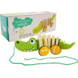 Leantoys Hölzernes Krokodil auf Rädern 18cm