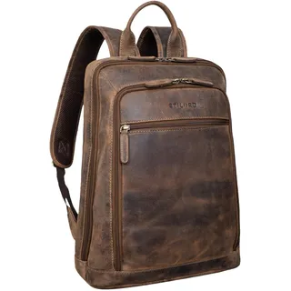 STILORD Watson Laptop Rucksack 15.6 Zoll Leder Backpack Business Lederrucksack Herren Rucksack XL für Breite DIN A4 Ordner Tagesrucksack Vintage Echtleder Farbe:Calais - braun