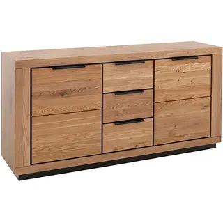 Sideboard MCA LIVING "Greno Sideboard II", beige (naturfarben), B:163cm H:80cm T:40cm, Holzwerkstoff, Massivholz, Sideboards, Sideboard, durchgehende Lamelle