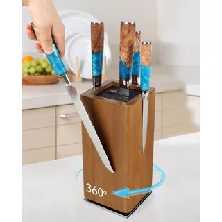Messerblock Magnetisch 360 Grad drehbar Holz Universal für Küchentheke